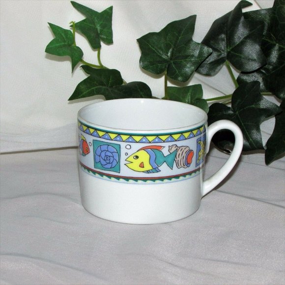 3 Studio Nova Beach Party Coffee Cups Y0289 Fish Cottage Decor Replacement China - Picture 2 of 13